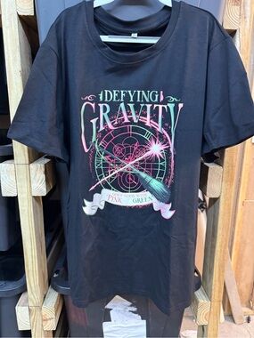 Loungefly Black Tee with Pink & Green 'Defying Gravity' Graphic